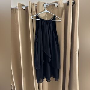 Black halter top dress SLNY size 14 beaded neck